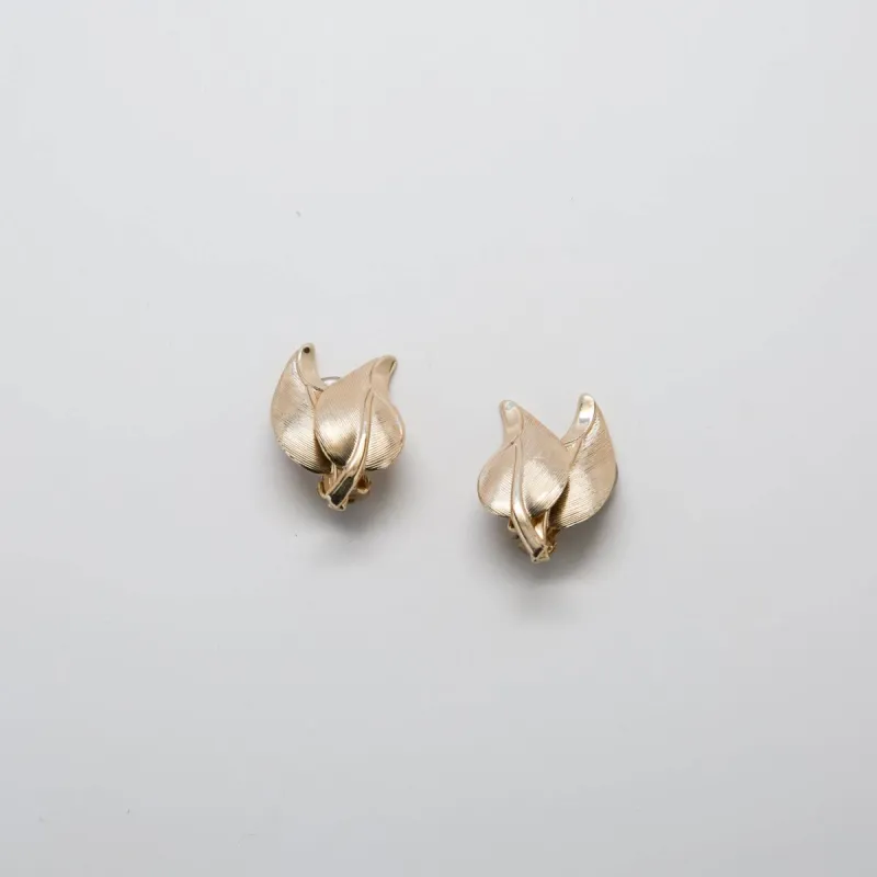 Vintage Bergère Gold Leaf Earrings sold by Admiral Row