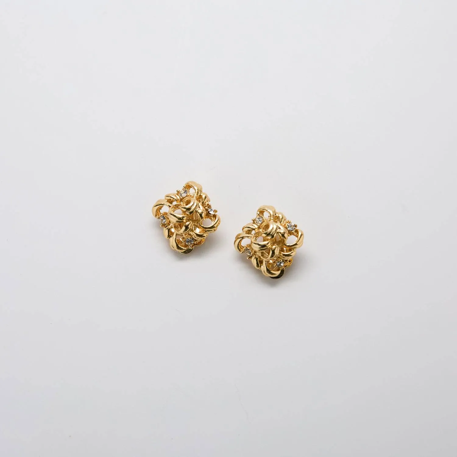 Vintage Gold & CZ Flourish Earrings sold by Admiral Row