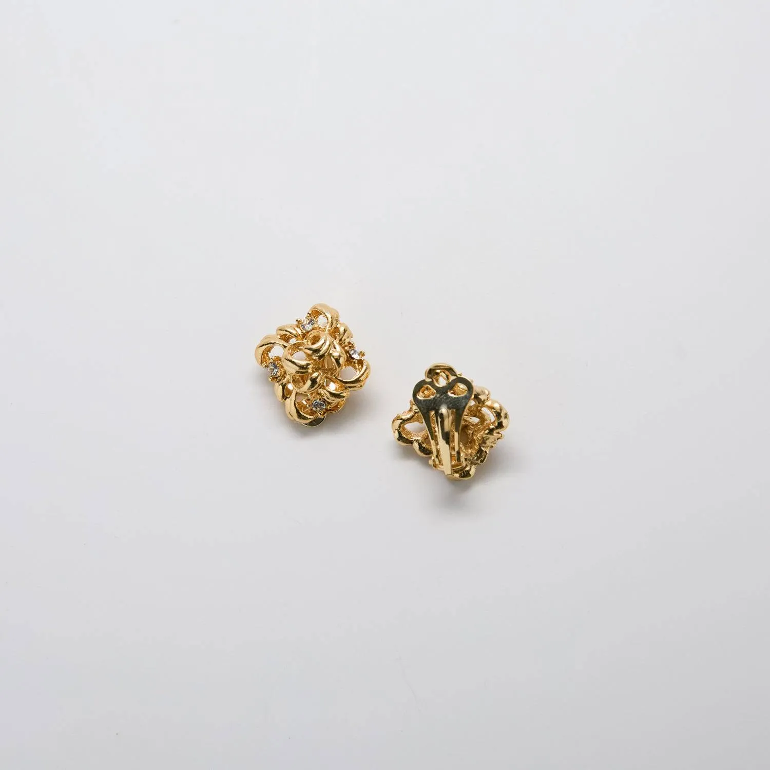 Vintage Gold & CZ Flourish Earrings sold by Admiral Row product image thumbnail 3