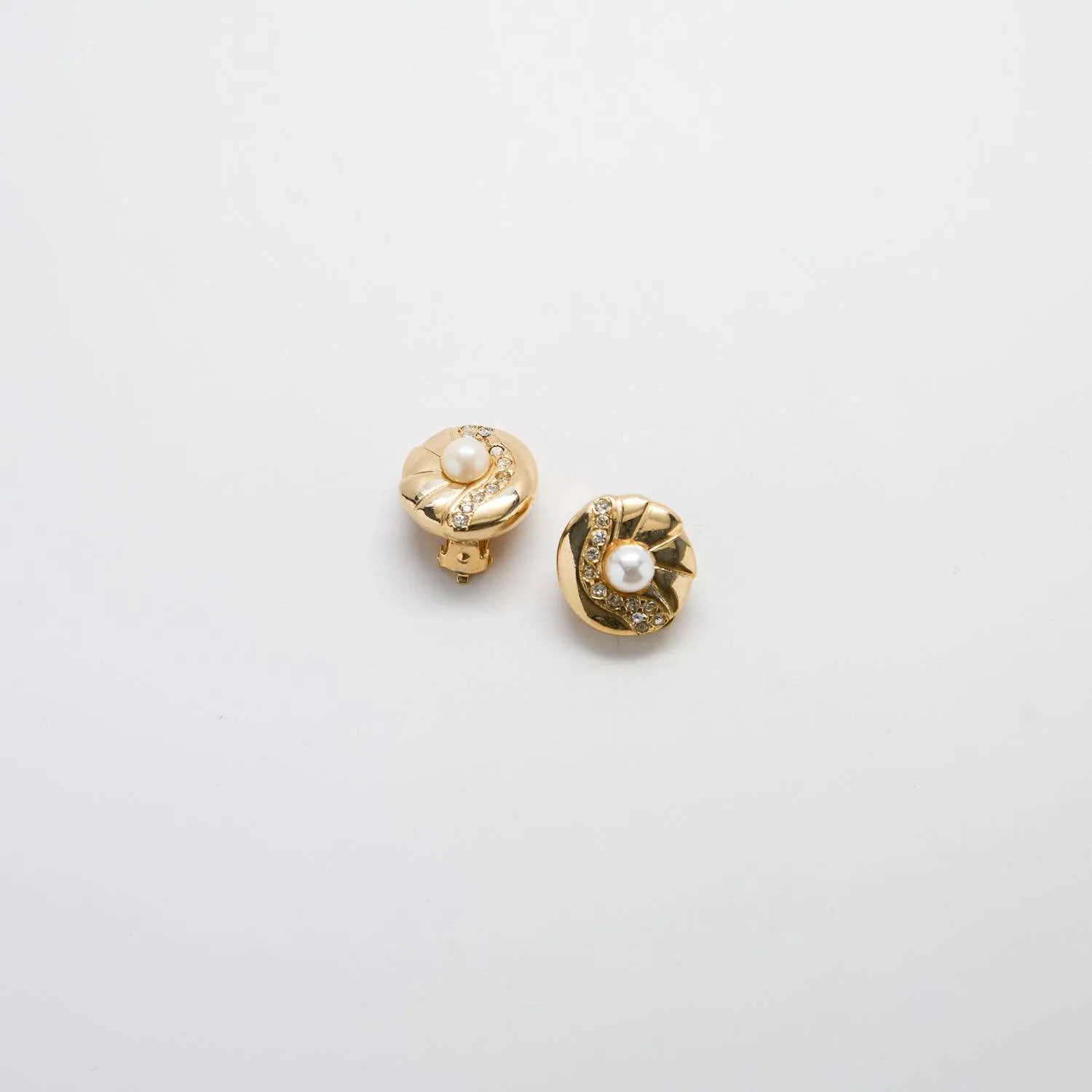 Vintage Tiny Pearl and Rhinestone Earrings sold by Admiral Row