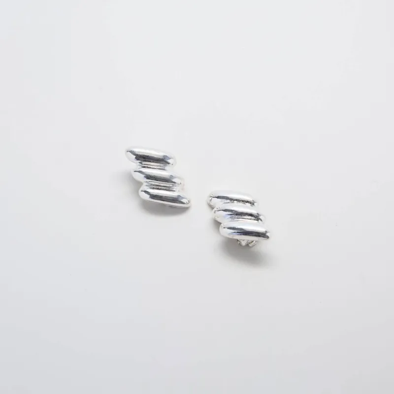 Vintage Stacked Silver Earrings sold by Admiral Row