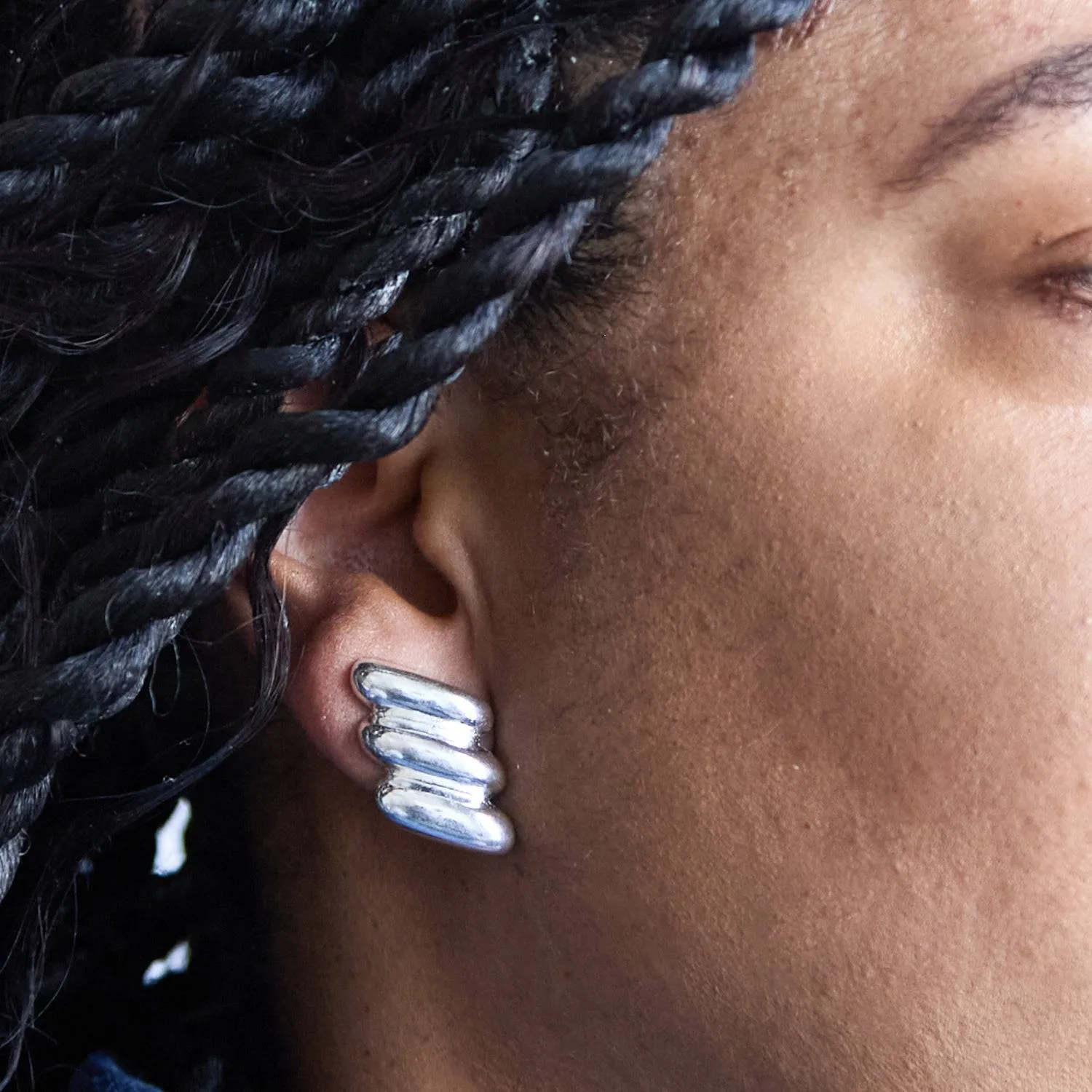 Vintage Stacked Silver Earrings sold by Admiral Row product image thumbnail 2