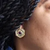 Vintage Purple Rhinestone Shield Earrings sold by Admiral Row