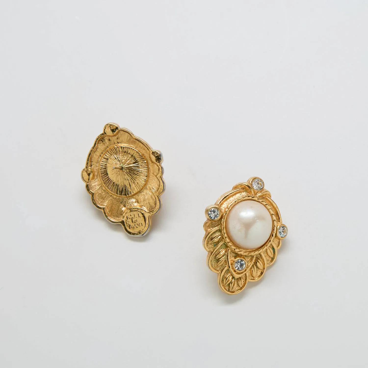 Vintage Avon Gold, CZ and Pearl Earrings sold by Admiral Row product image thumbnail 3