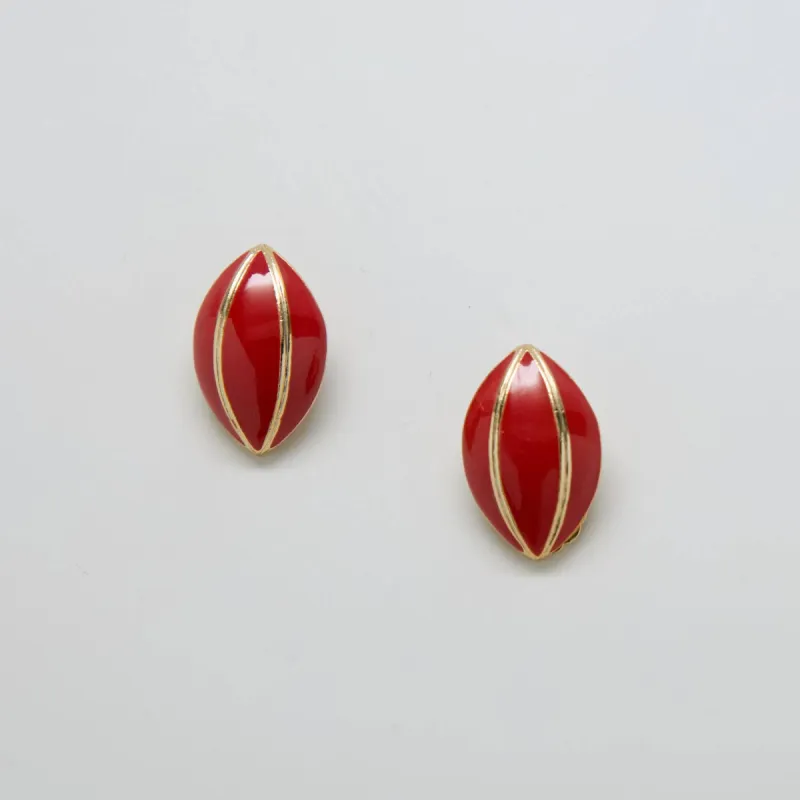 Vintage Red and Gold Teardrop Earrings sold by Admiral Row