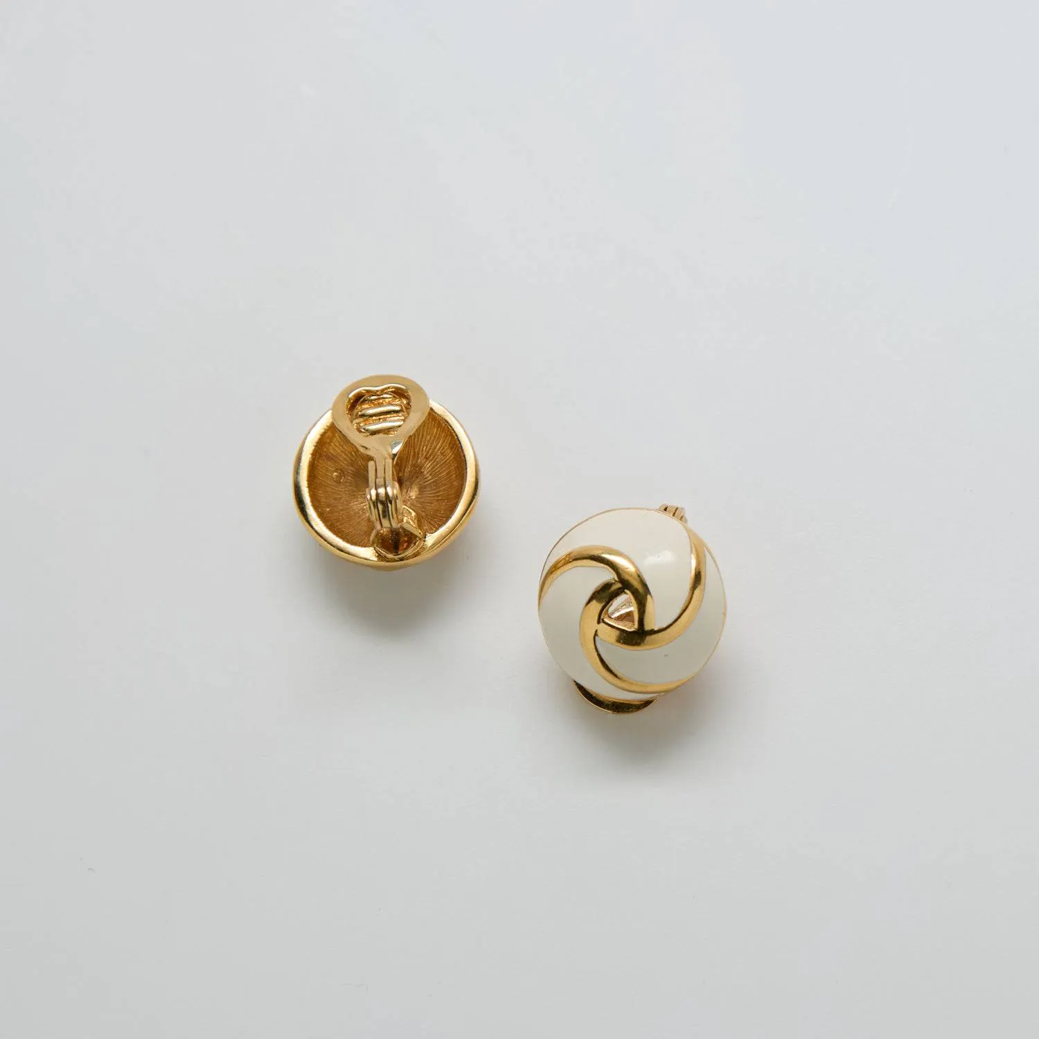 Vintage Gold and White Swirl Stud Earrings sold by Admiral Row product image thumbnail 3
