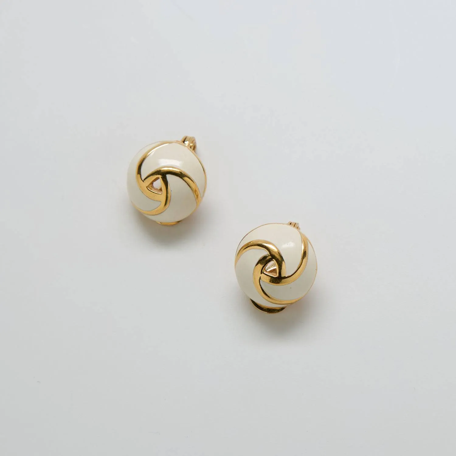 Vintage Gold and White Swirl Stud Earrings sold by Admiral Row
