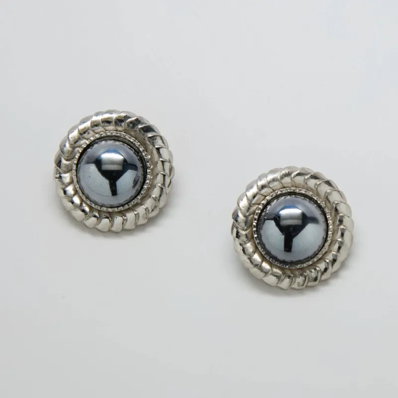 Vintage Silver Round Dome Earrings sold by Admiral Row