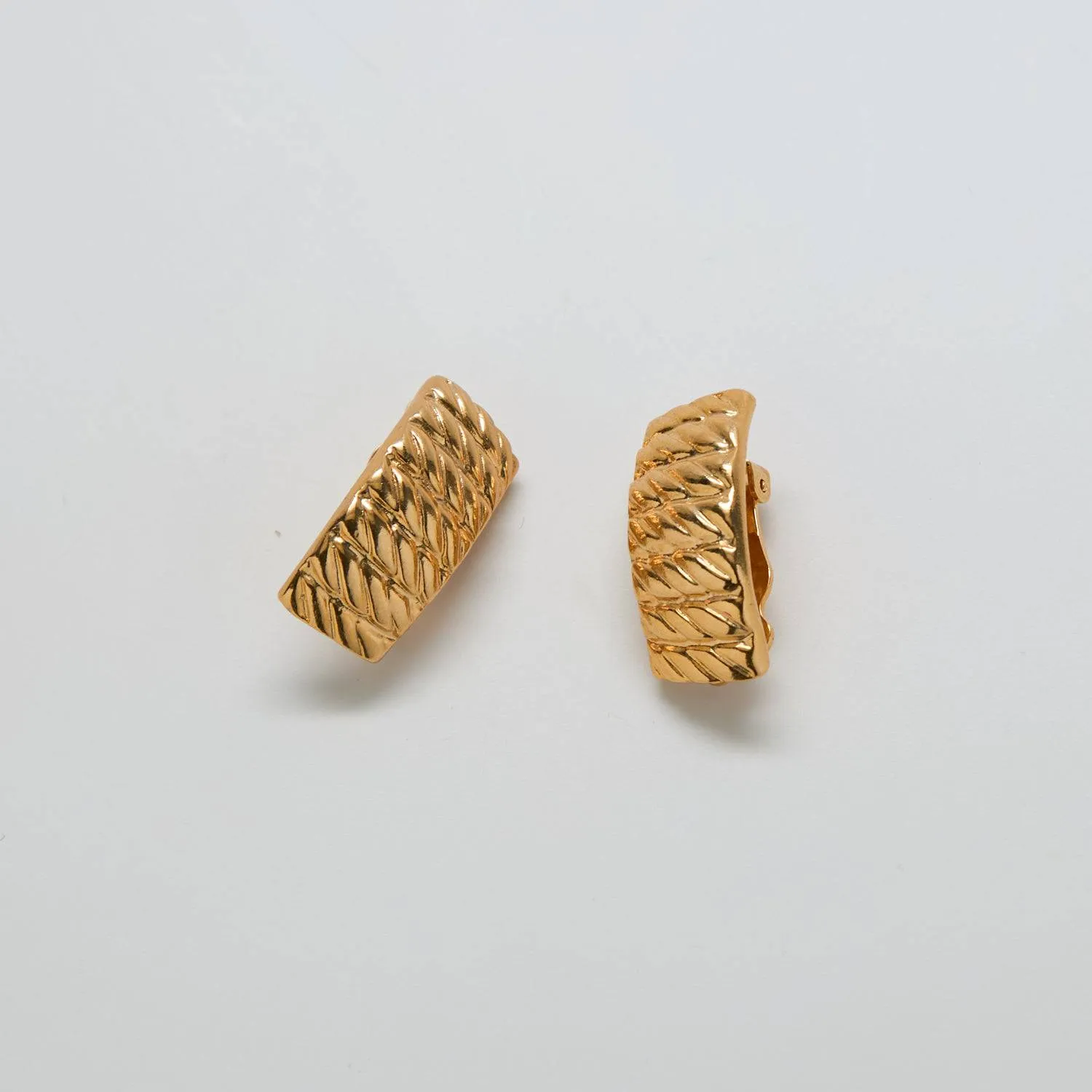 Vintage Gold Etched Curve Earrings sold by Admiral Row