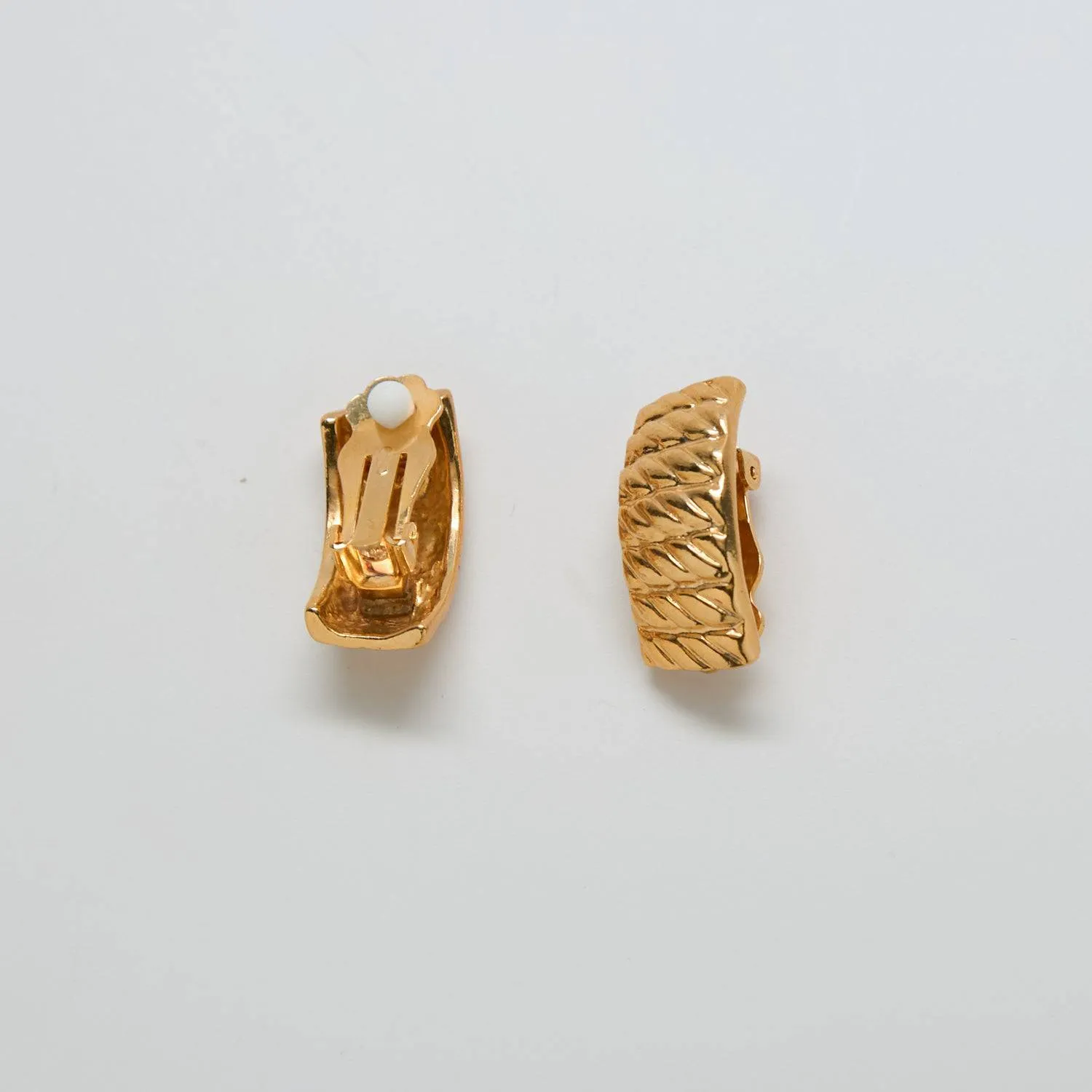 Vintage Gold Etched Curve Earrings sold by Admiral Row product image thumbnail 3