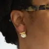 Vintage Tribal Gold and Pearl Stud Earrings sold by Admiral Row