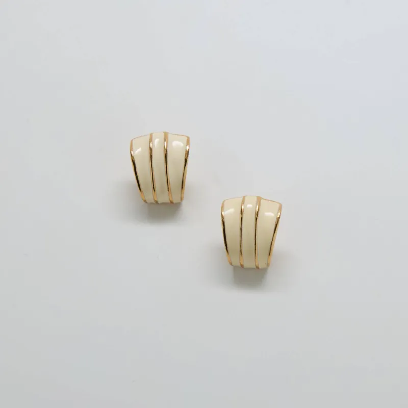 Vintage Gold and White Stripe Earrings sold by Admiral Row