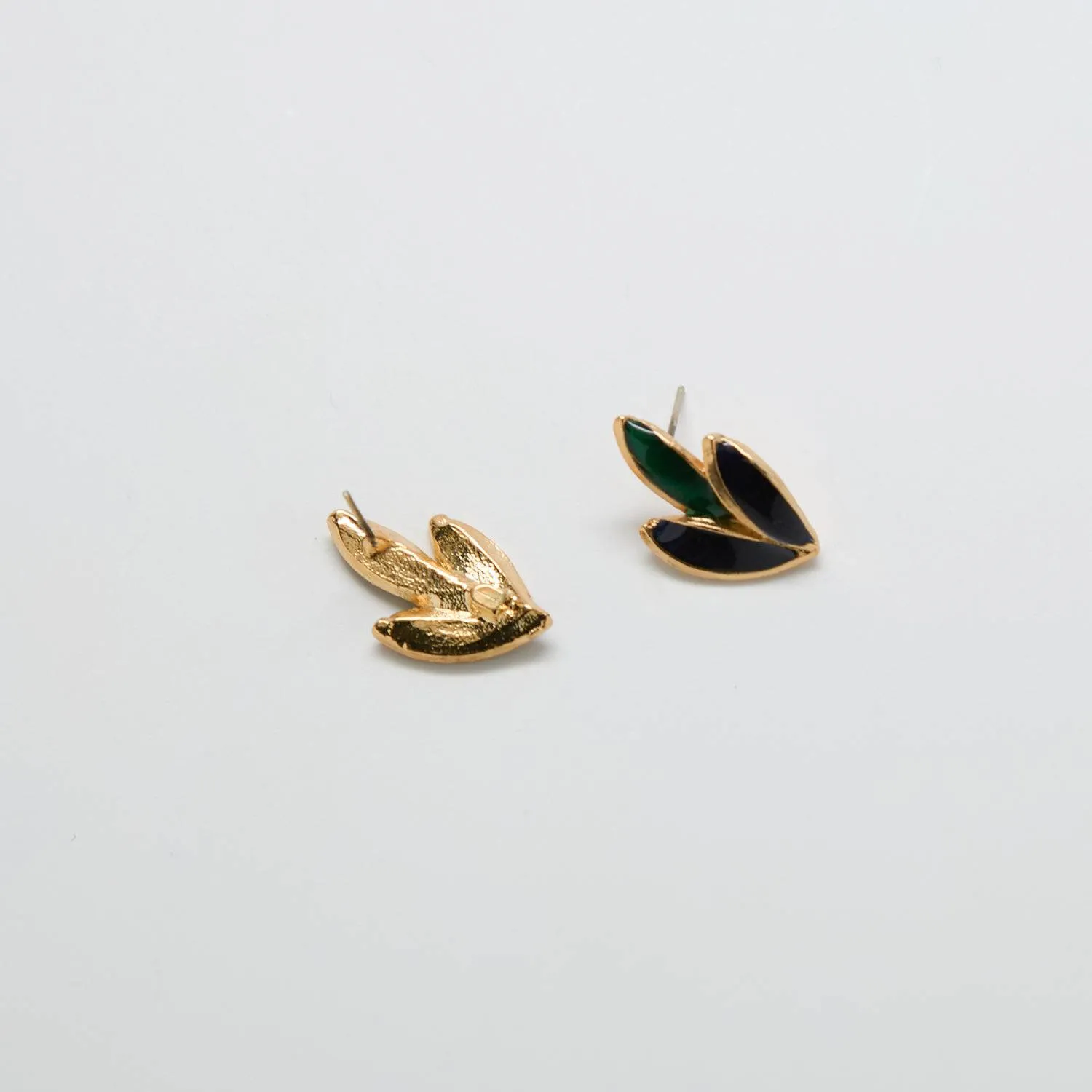 Vintage Gold, Green and Black Leaf Earrings sold by Admiral Row product image thumbnail 3