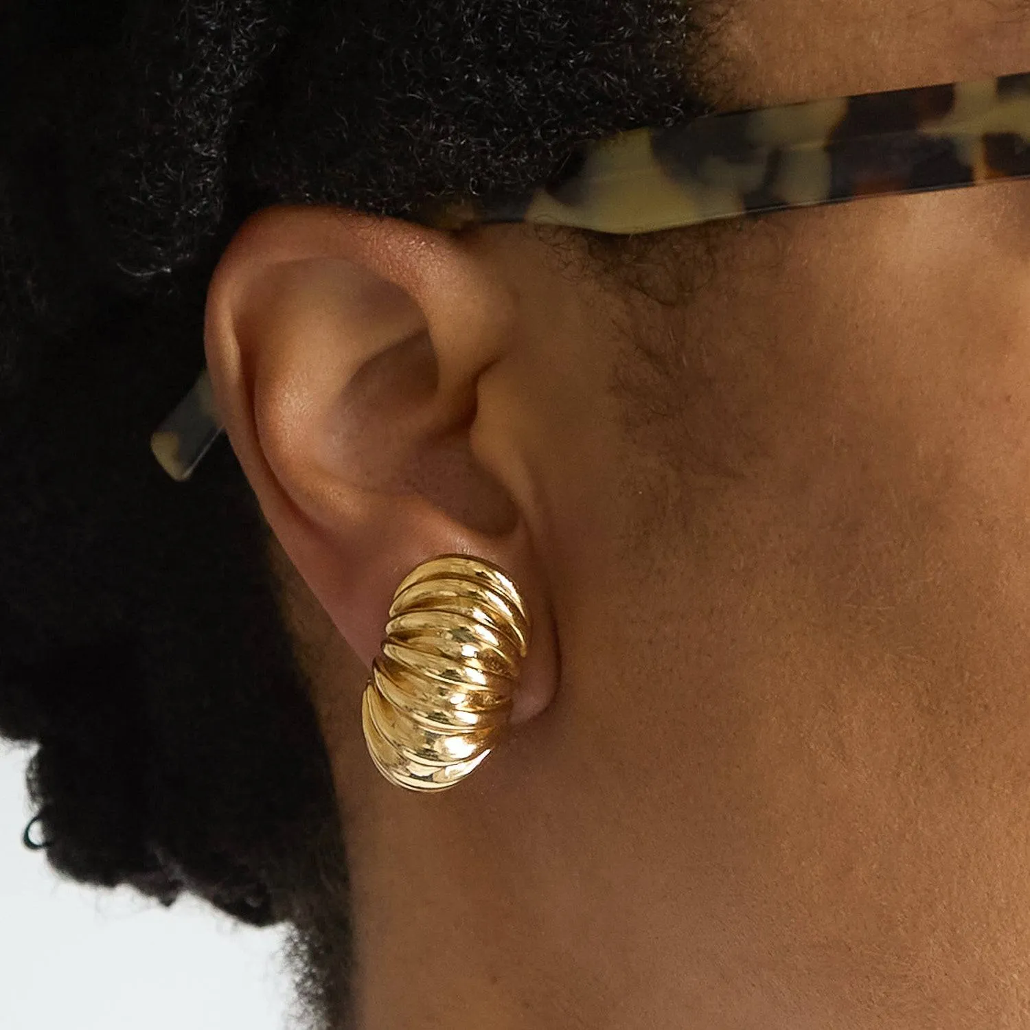 Vintage Gold Napier Etched Half Moon Earrings sold by Admiral Row product image thumbnail 2