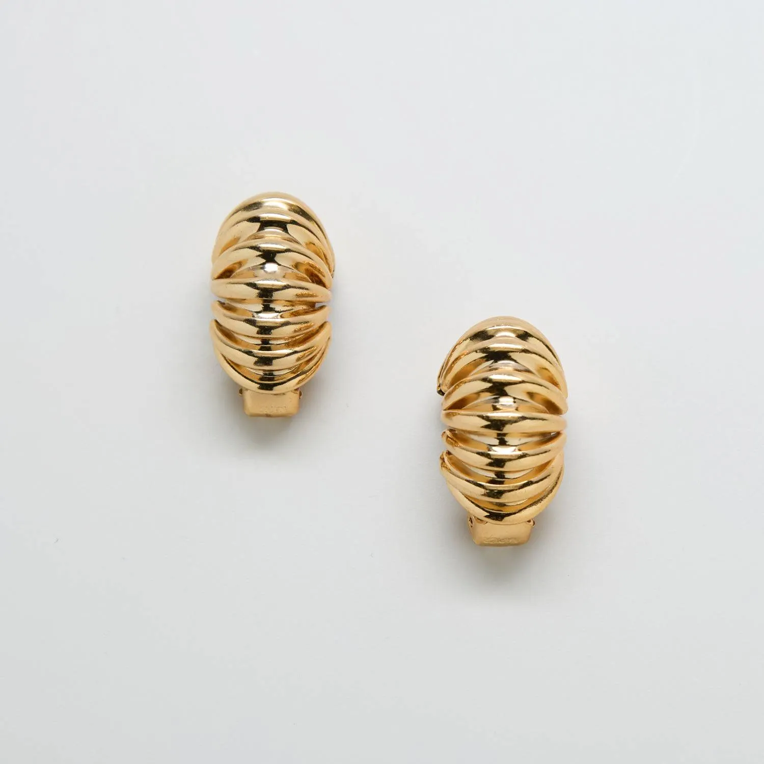 Vintage Gold Napier Etched Half Moon Earrings sold by Admiral Row