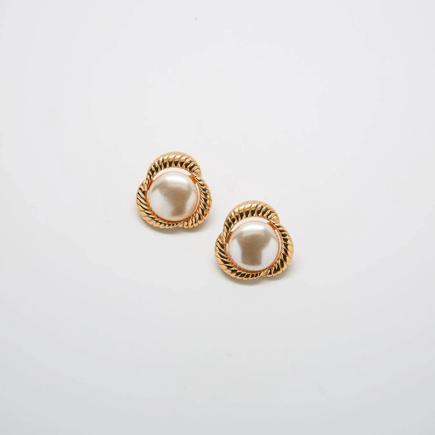 Vintage Napier Gold and Pearl Knot Earrings sold by Admiral Row