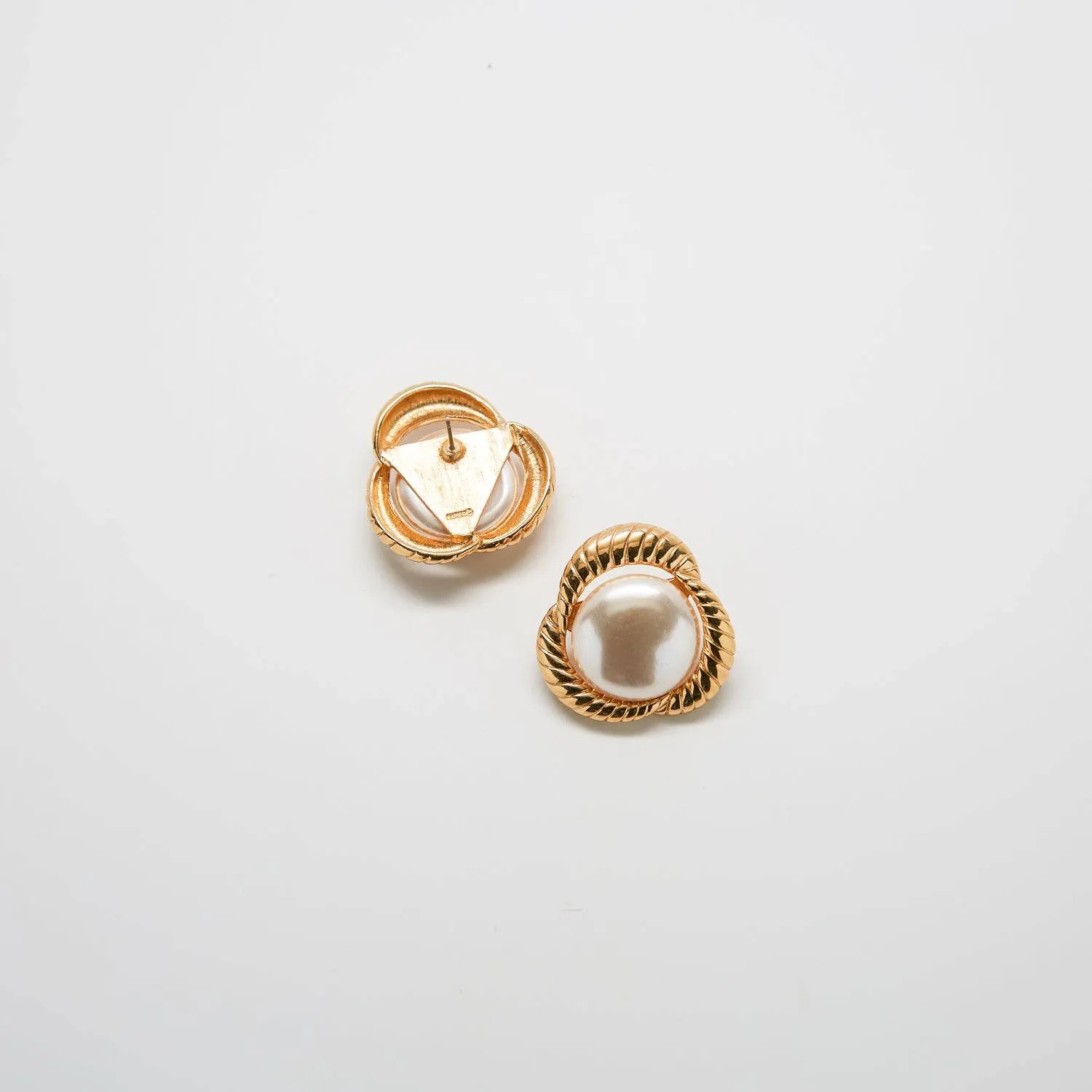 Vintage Napier Gold and Pearl Knot Earrings sold by Admiral Row product image thumbnail 2