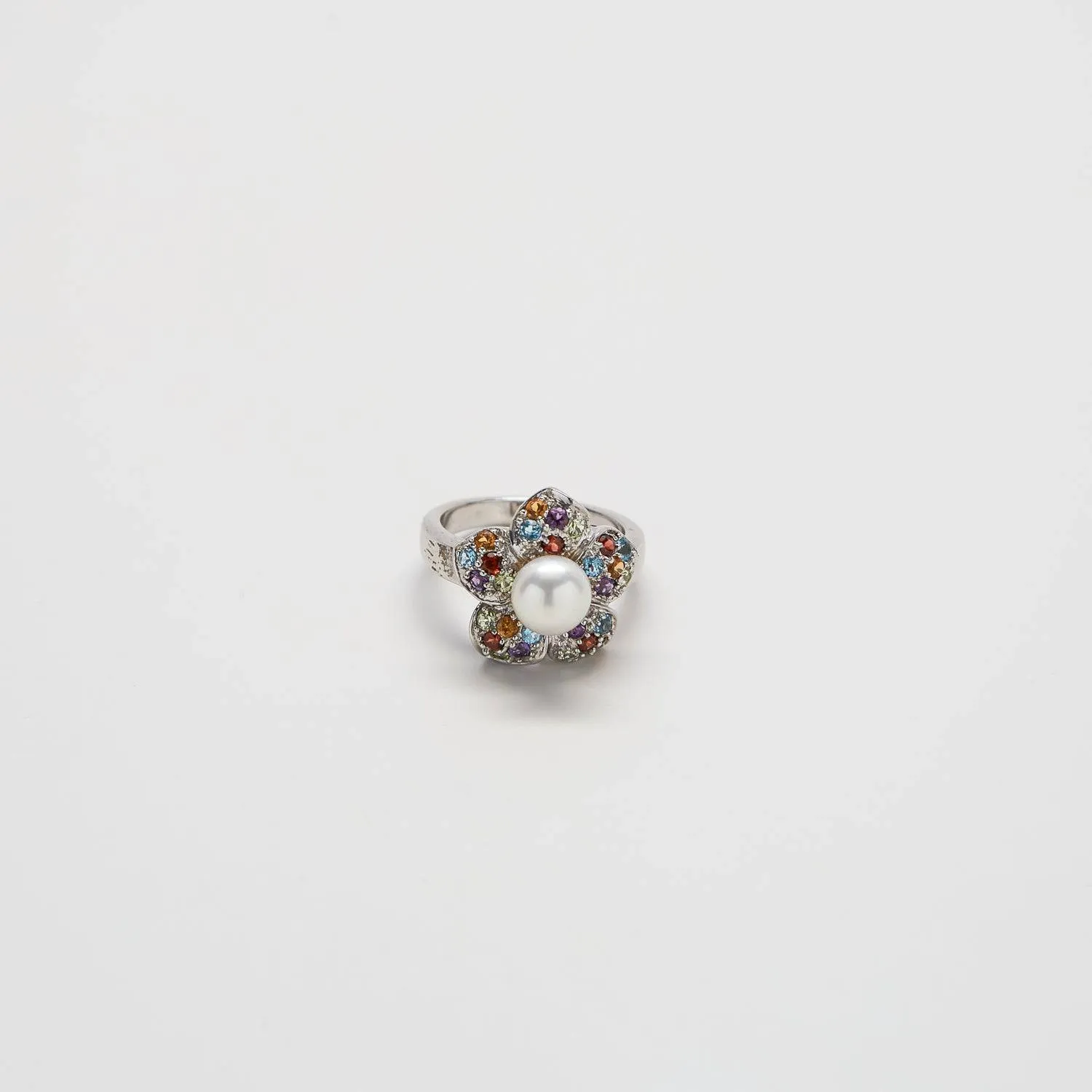 Vintage Multicolor Pave Flower Ring sold by Admiral Row