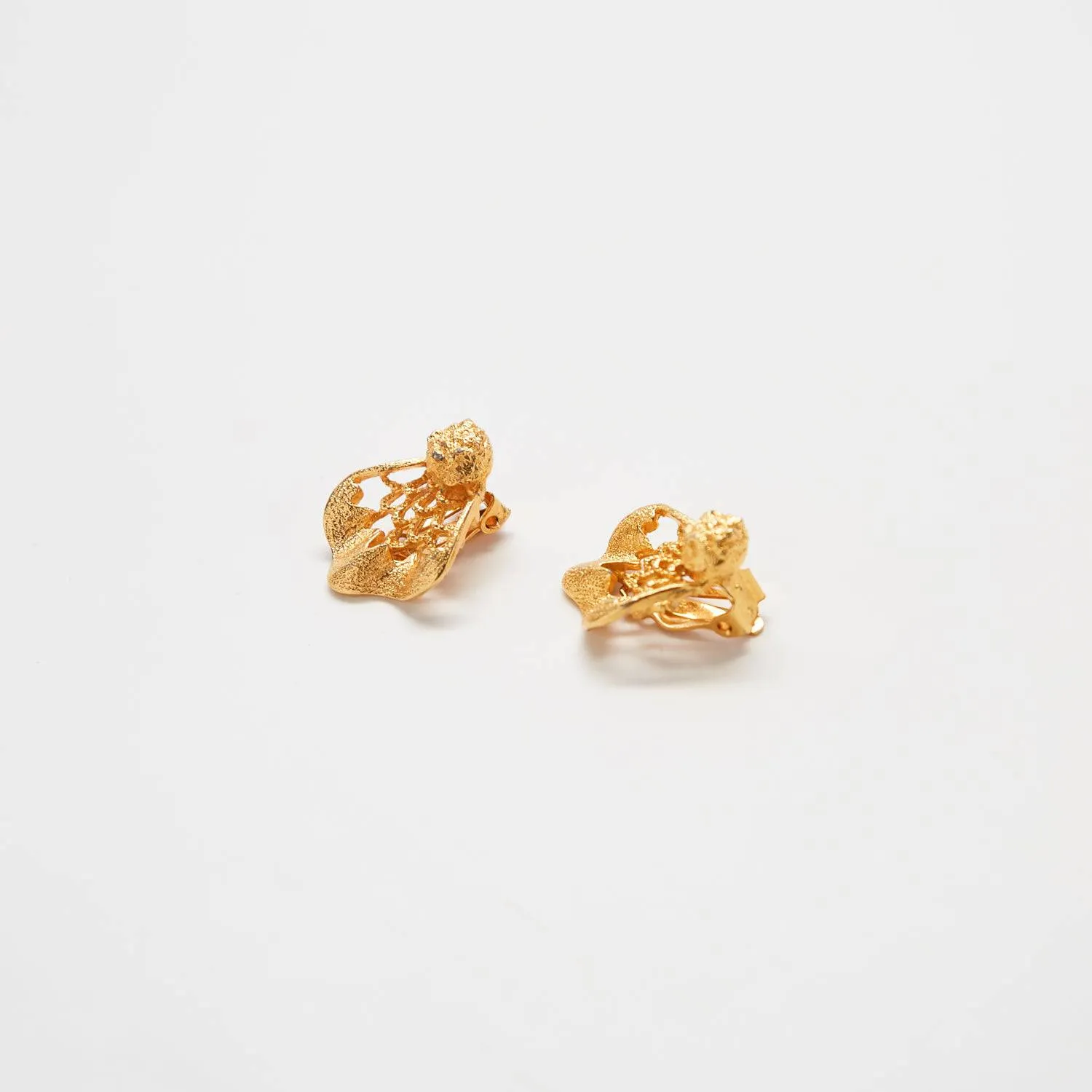 Vintage Gold Scalloped Clip-on Earrings sold by Admiral Row