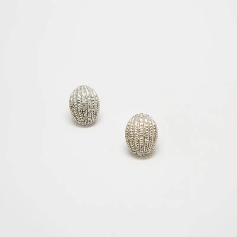 Vintage Silver Textured Oval Earrings sold by Admiral Row