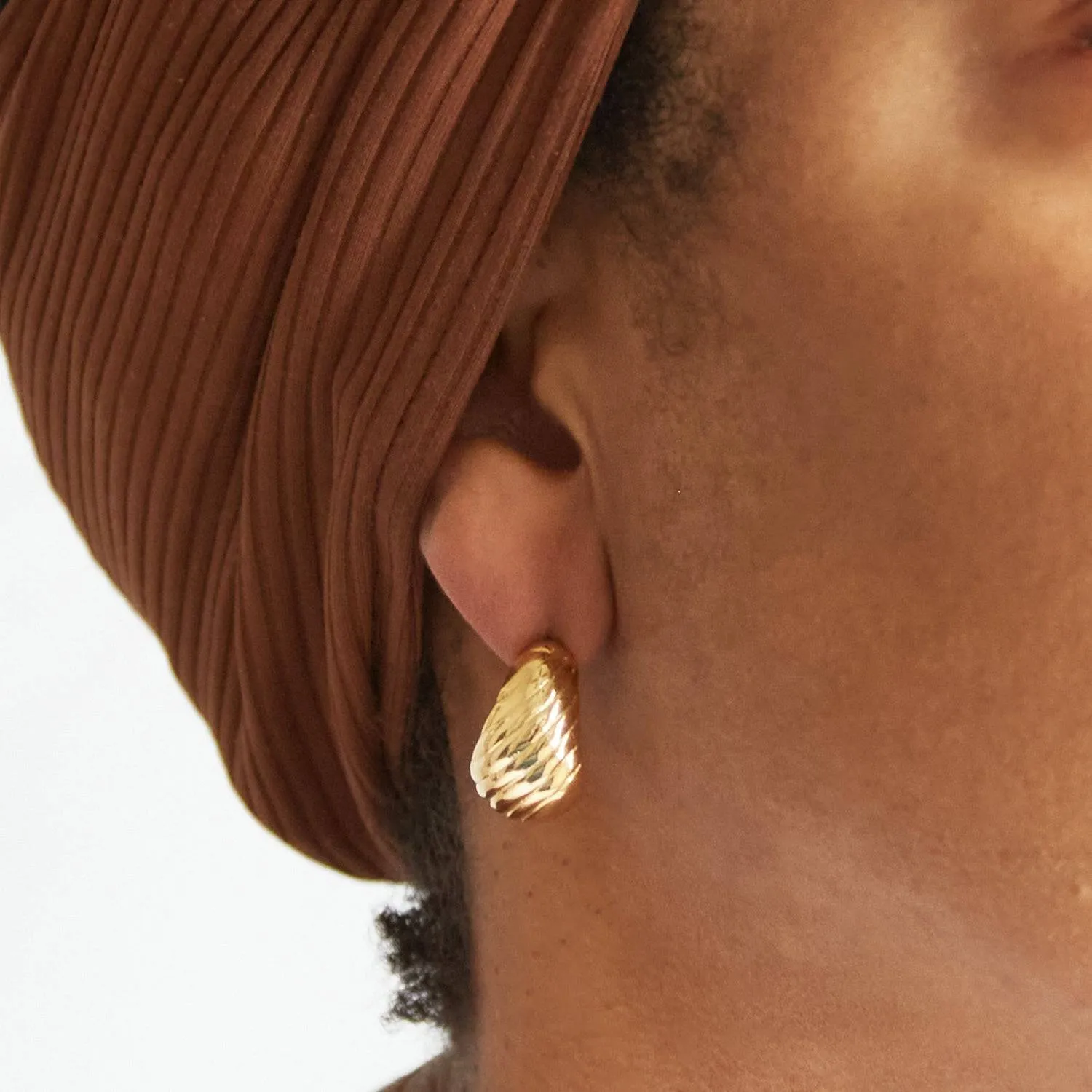 Vintage Gold Embossed Teardrop Earrings sold by Admiral Row product image thumbnail 2