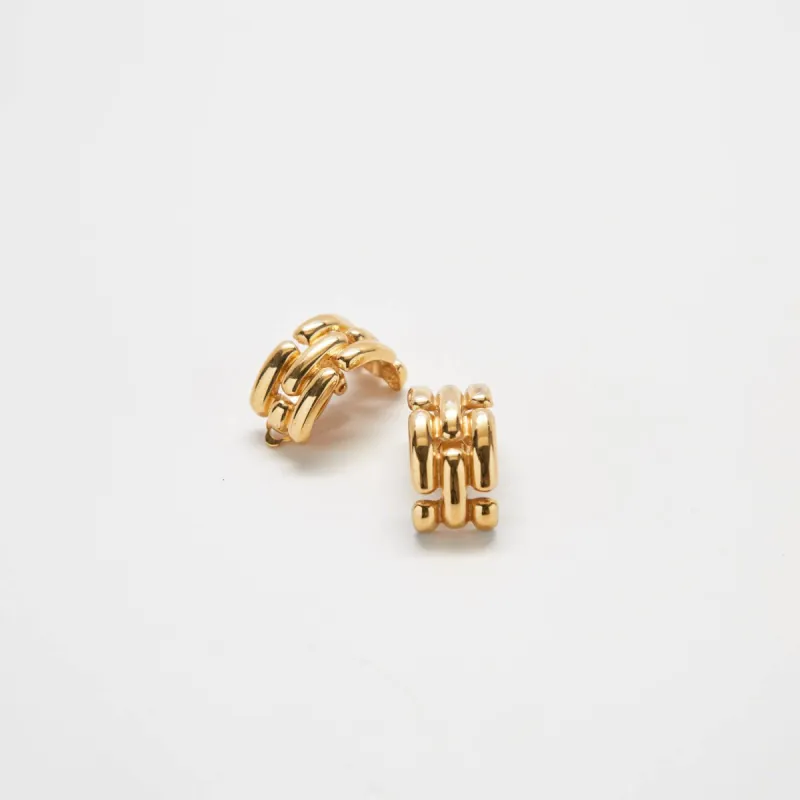 Vintage Givenchy Gold Link Half Hoop Earrings sold by Admiral Row