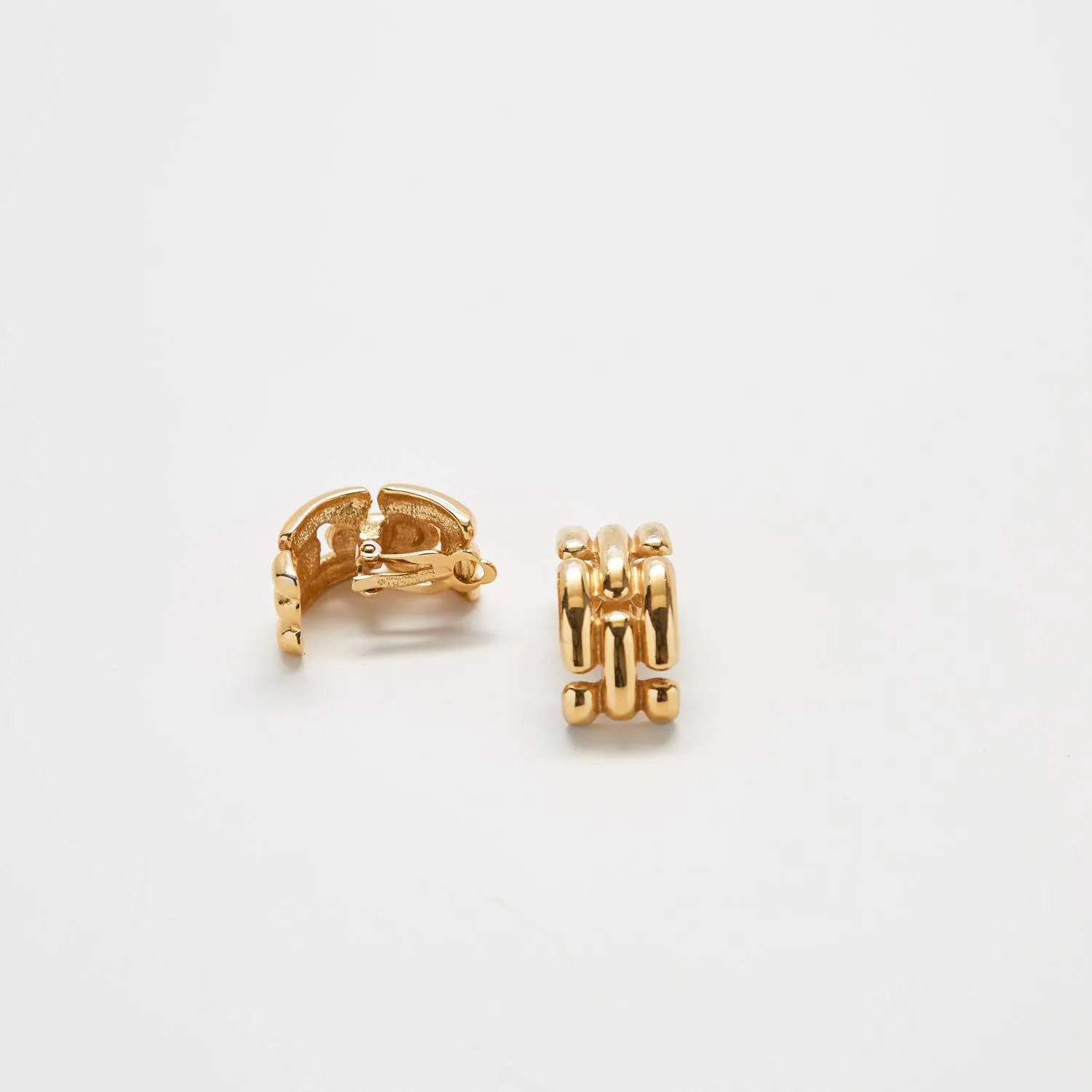 Vintage Givenchy Gold Link Half Hoop Earrings sold by Admiral Row product image thumbnail 3