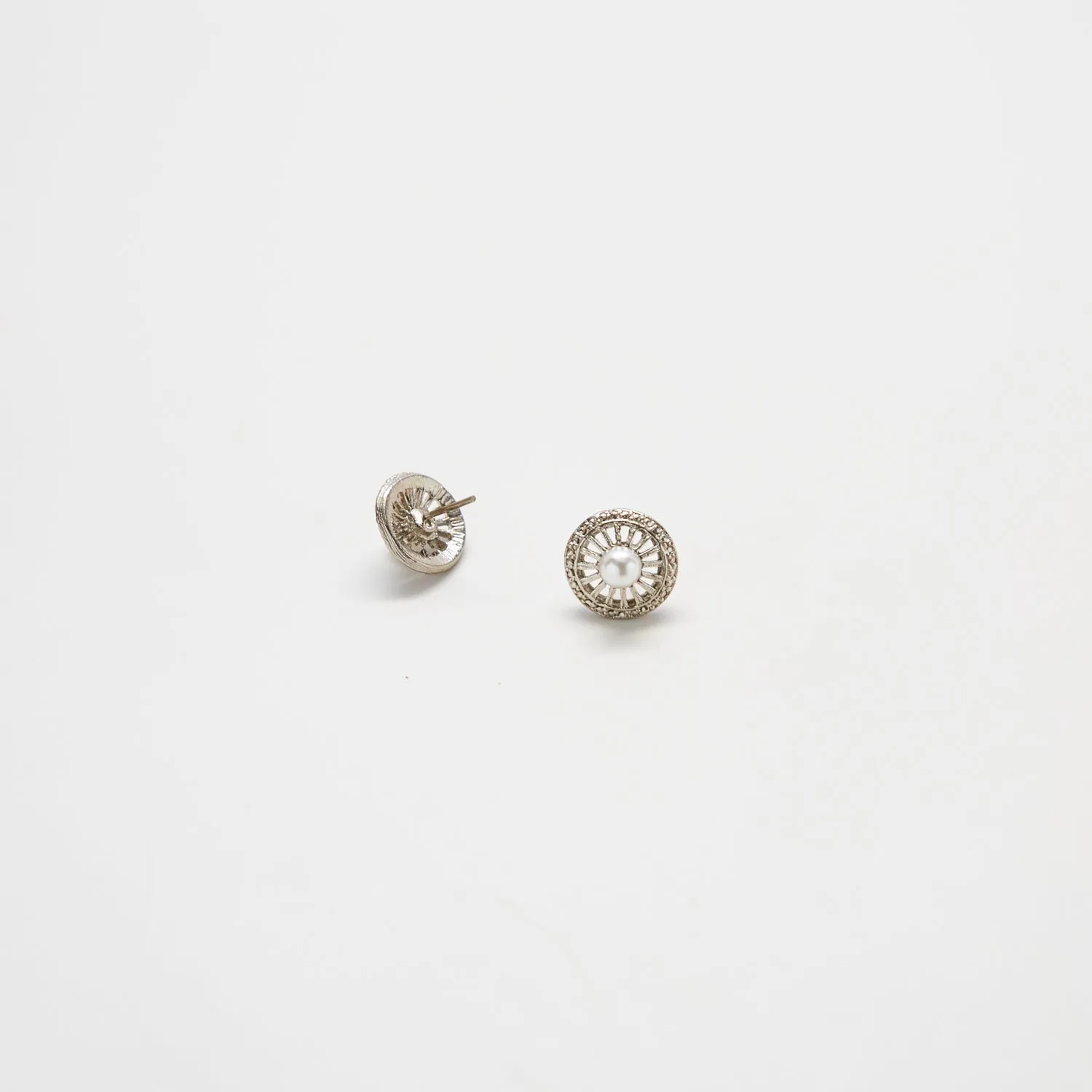 Vintage Silver and Pearl Stud Earrings sold by Admiral Row product image thumbnail 3