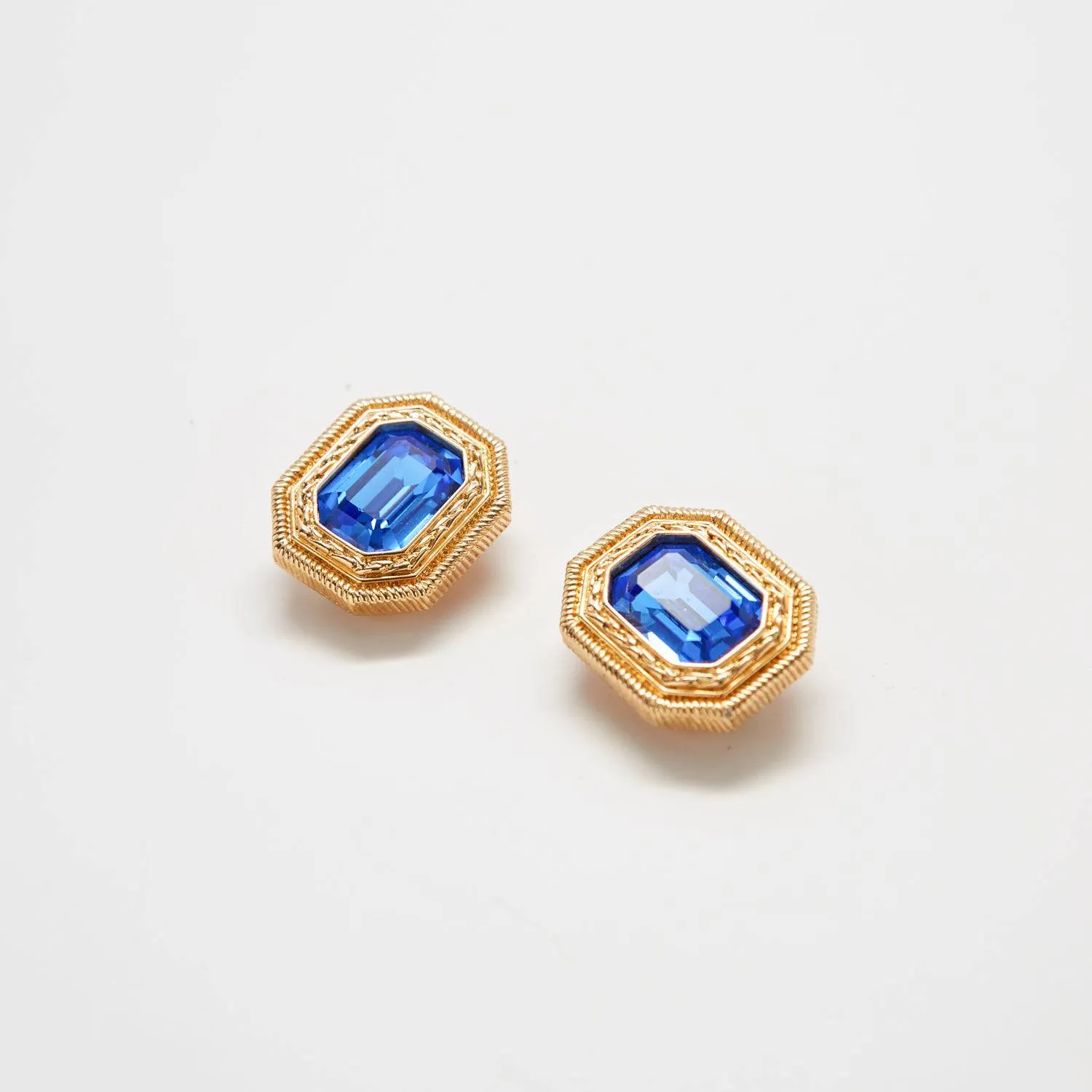 Vintage Swarovski Blue and Gold Earrings sold by Admiral Row