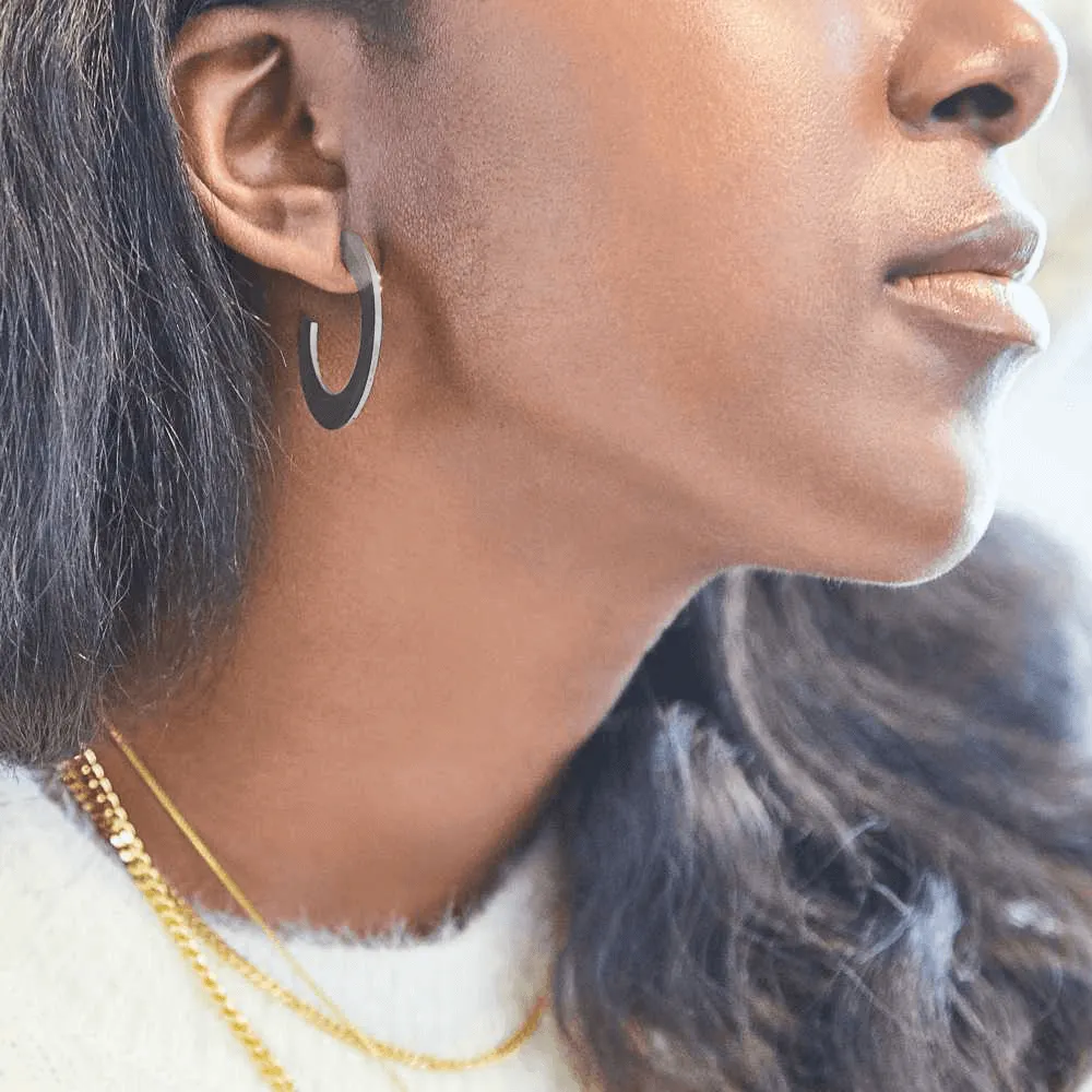 Small Silver Flat Hoop Earrings sold by Admiral Row product image thumbnail 2