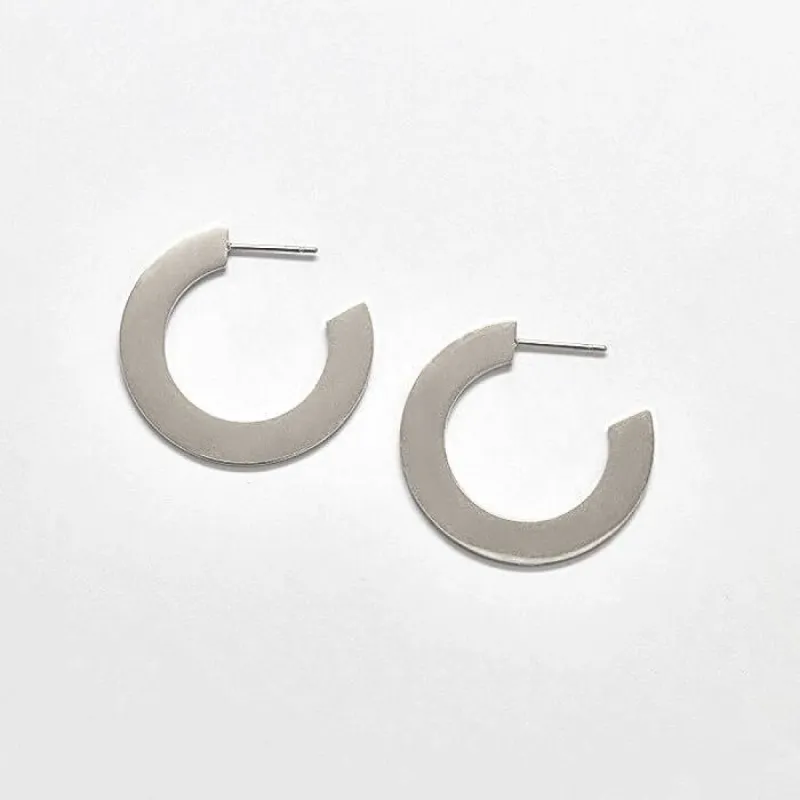 Small Silver Flat Hoop Earrings sold by Admiral Row