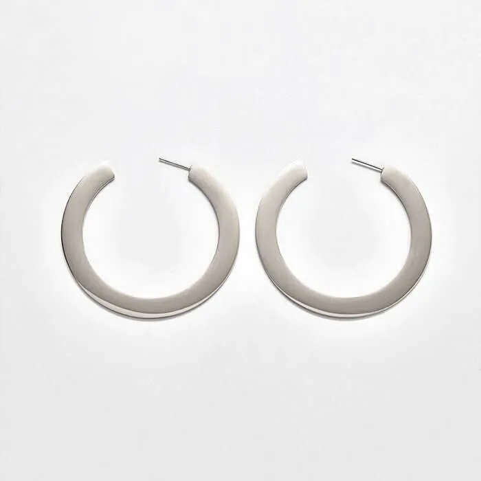 Medium Silver Flat Hoop Earrings sold by Admiral Row