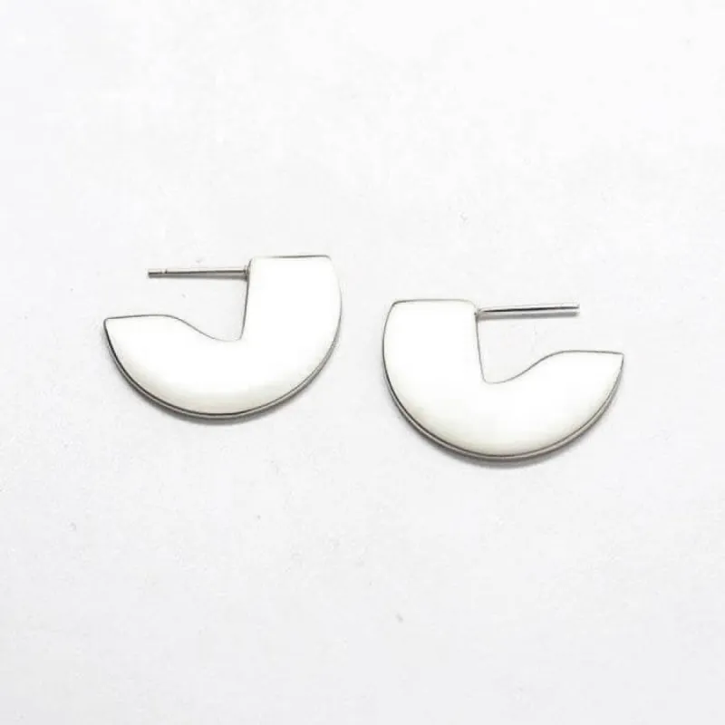 Silver Geometric Mini Semi-Circle Stud Earrings sold by Admiral Row