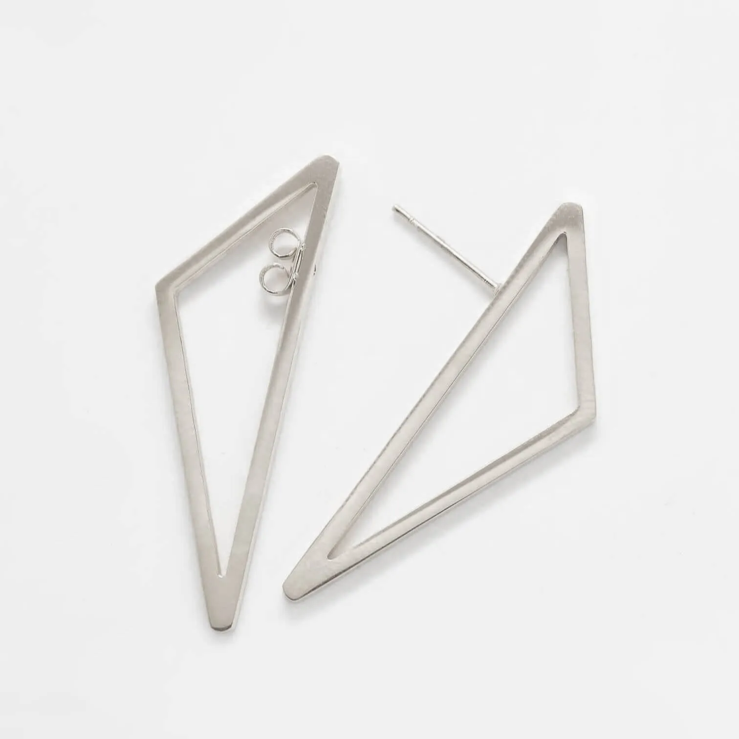 Double-Sided Silver Geometric Triangle Earrings sold by Admiral Row product image thumbnail 3