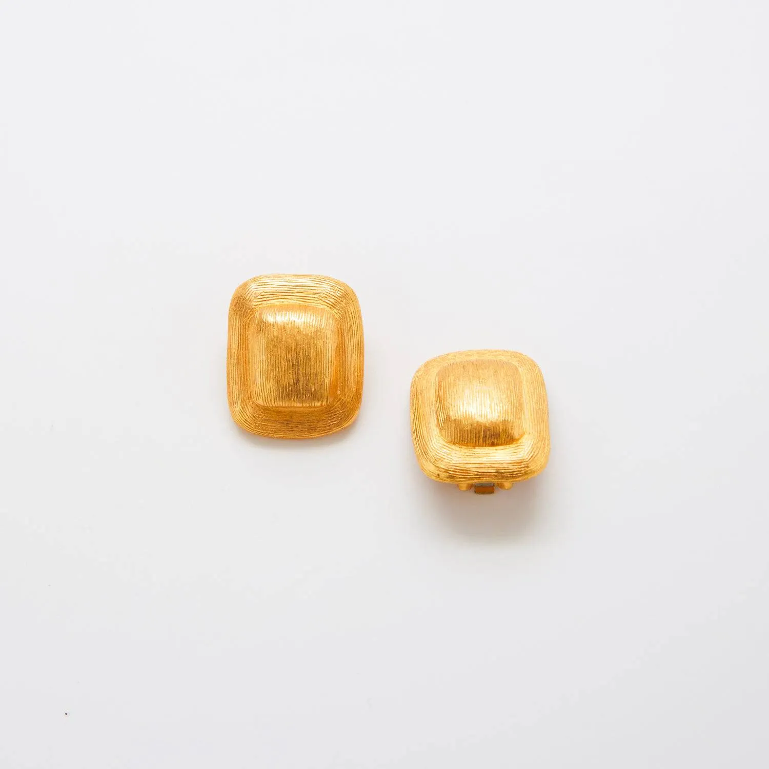 Vintage Gold Rectangle Clip-on Earrings sold by Admiral Row