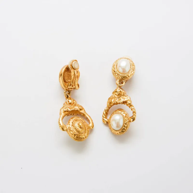 Vintage Givenchy Pearl And Floral Earrings sold by Admiral Row
