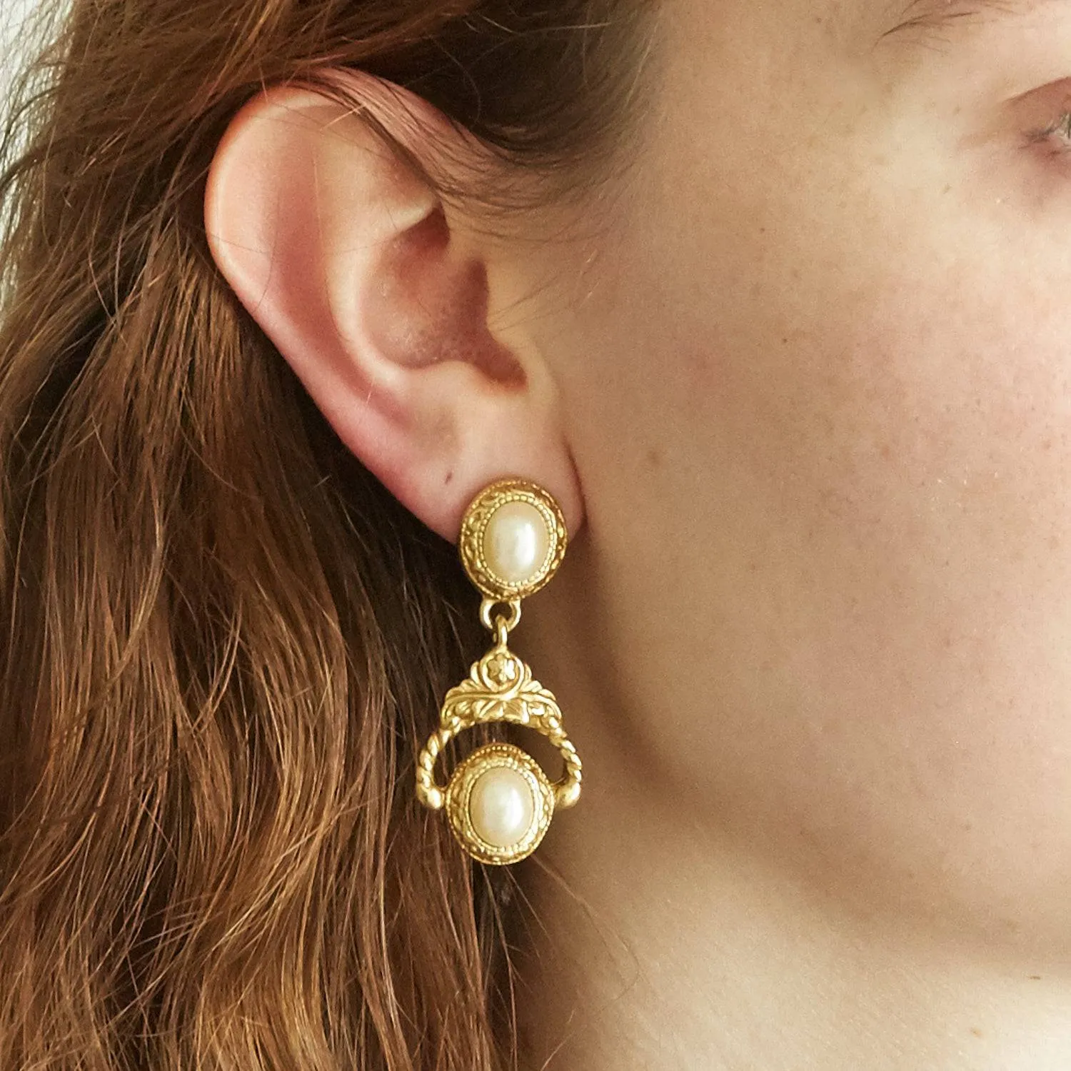 Vintage Givenchy Pearl And Floral Earrings sold by Admiral Row product image thumbnail 2