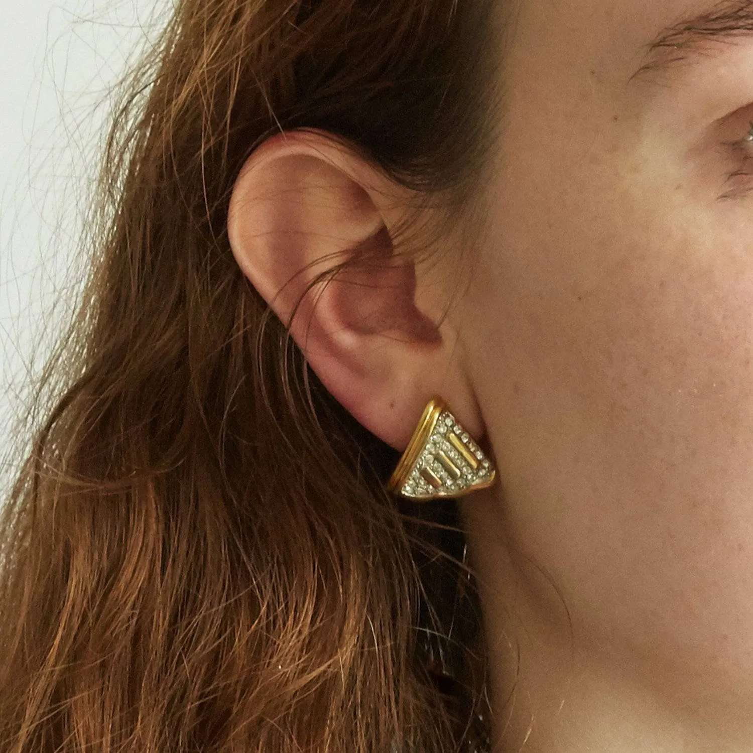 Vintage Monet Pavé Triangle Studs sold by Admiral Row product image thumbnail 2