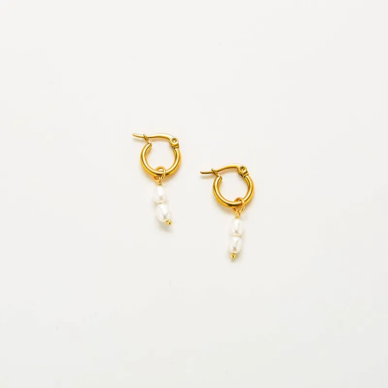 Double Pearl Hoop Earrings sold by Admiral Row