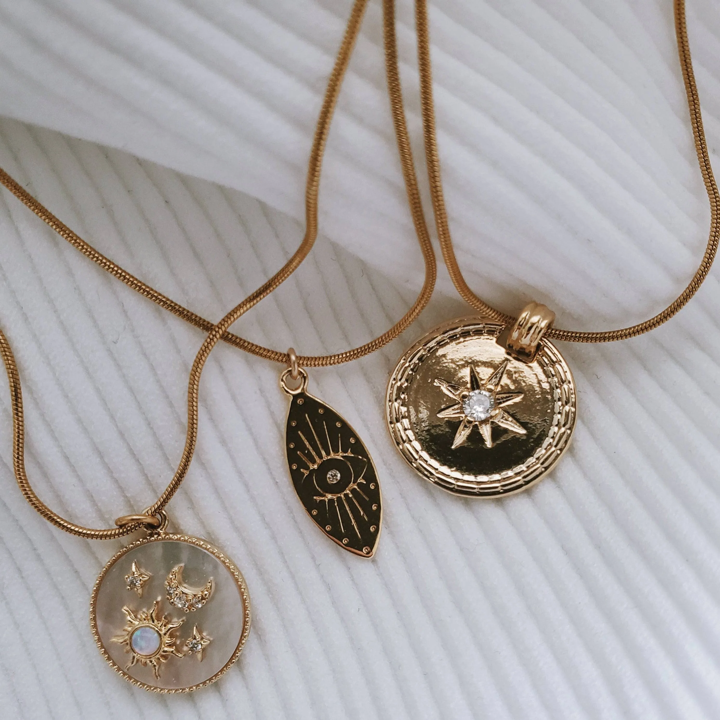 Gold Oval Evil Eye Necklace sold by Admiral Row product image thumbnail 4