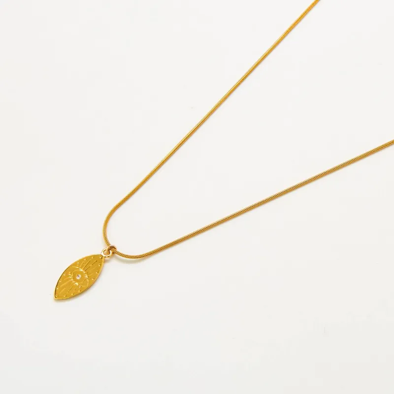Gold Oval Evil Eye Necklace sold by Admiral Row