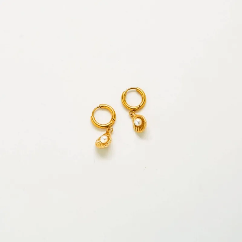 Pearl Shell Huggie Earrings sold by Admiral Row