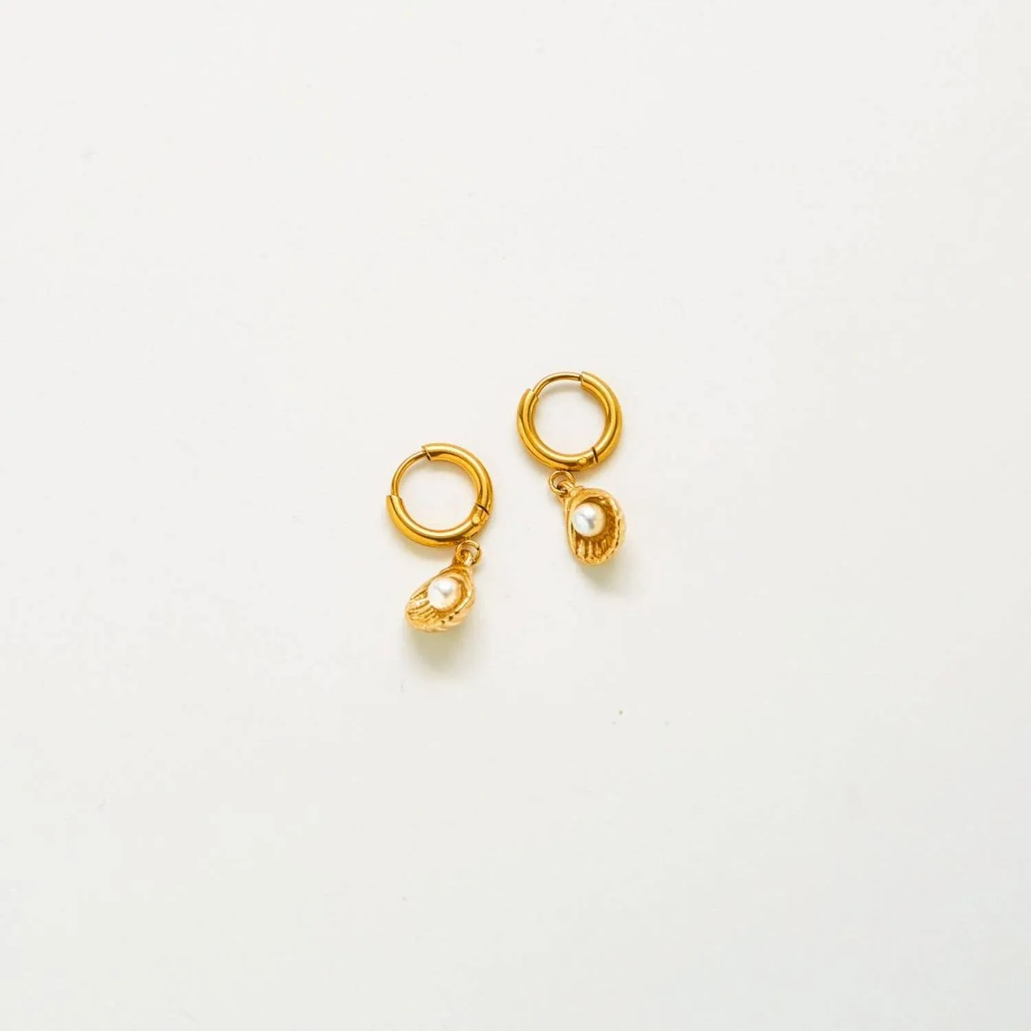 Pearl Shell Huggie Earrings sold by Admiral Row product image thumbnail 2