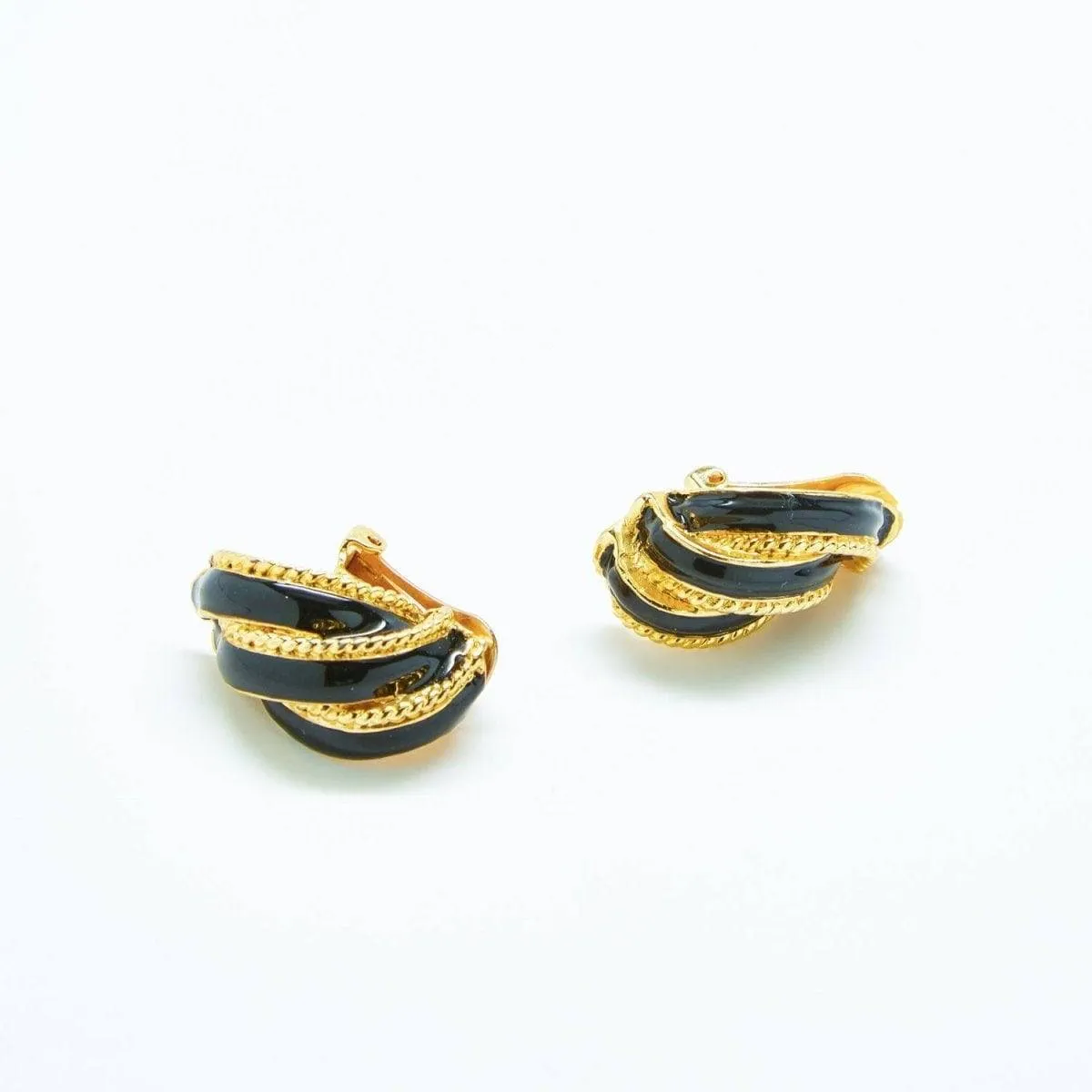 Vintage Black and Gold Ribbon Earrings sold by Admiral Row