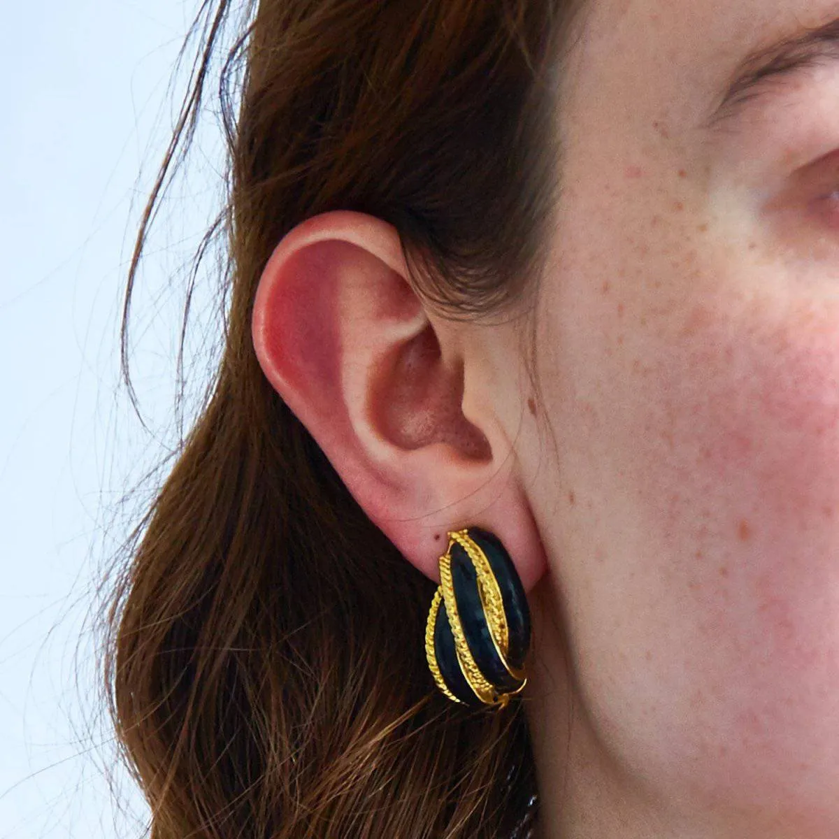 Vintage Black and Gold Ribbon Earrings sold by Admiral Row product image thumbnail 2