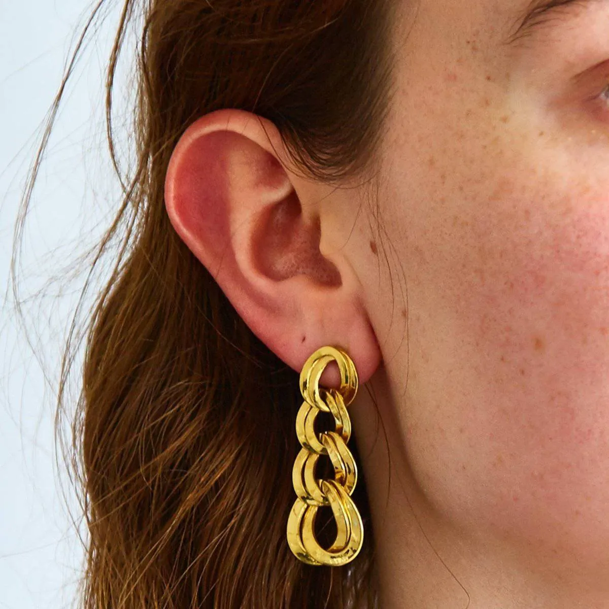 Vintage Monet Chain Link Drop Earrings sold by Admiral Row product image thumbnail 2