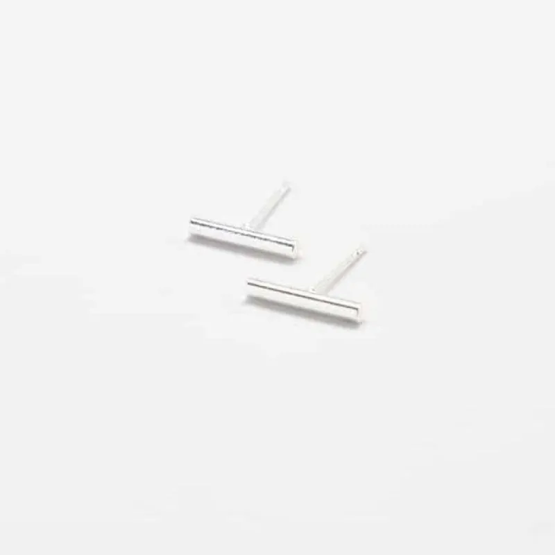 Silver Slim Bar Earrings - Imperfect sold by Admiral Row
