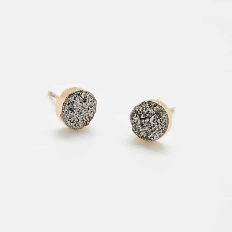 Silver Druzy Stud Earrings - Imperfect sold by Admiral Row