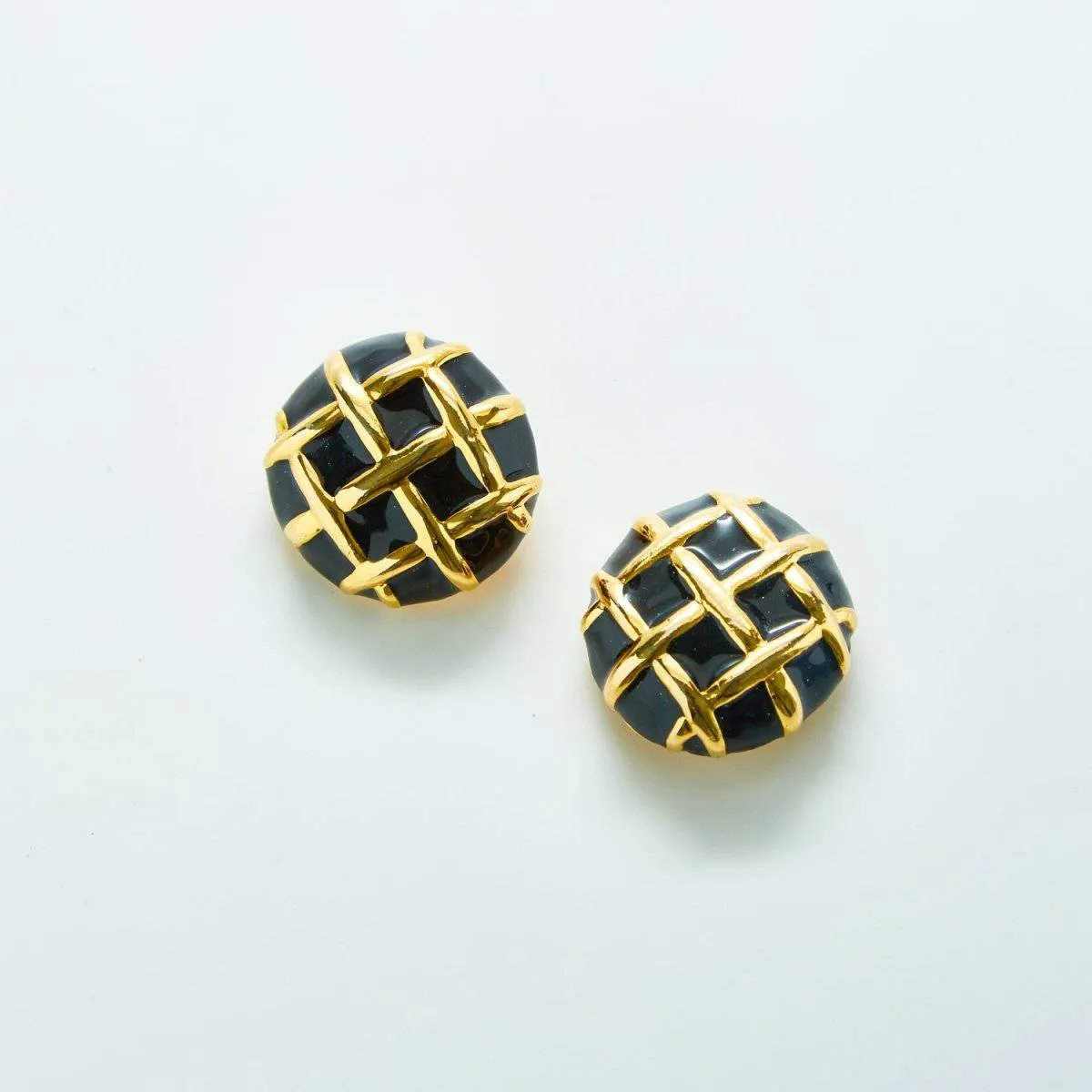 Vintage Gold and Black Criss Cross Earrings sold by Admiral Row