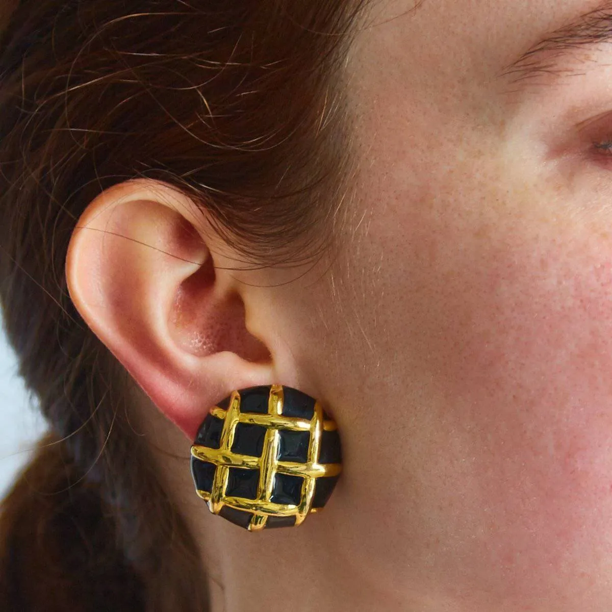 Vintage Gold and Black Criss Cross Earrings sold by Admiral Row product image thumbnail 2